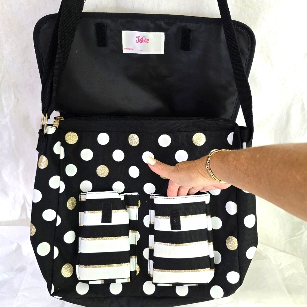 Bling Laptop messenger polka dots book shoulder crossbody bag - Picture 4 of 13